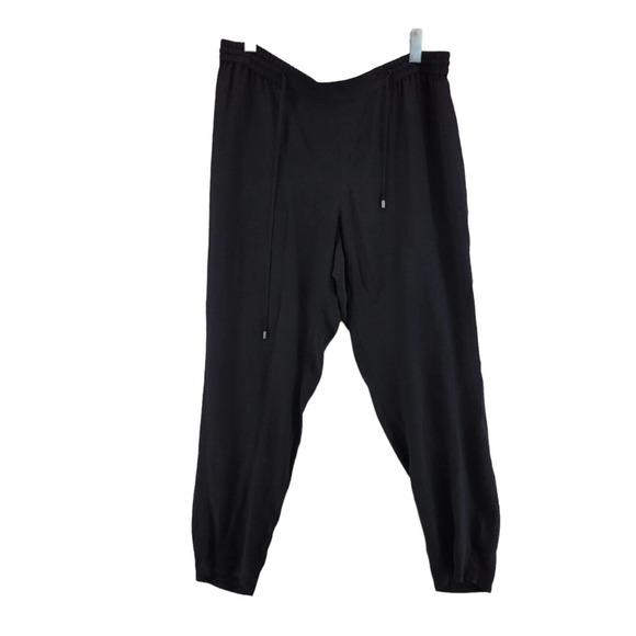 Eileen Fisher Pants - Eileen Fisher 100% Silk Pants Size Large Black Pull On Washable Tapered Leg